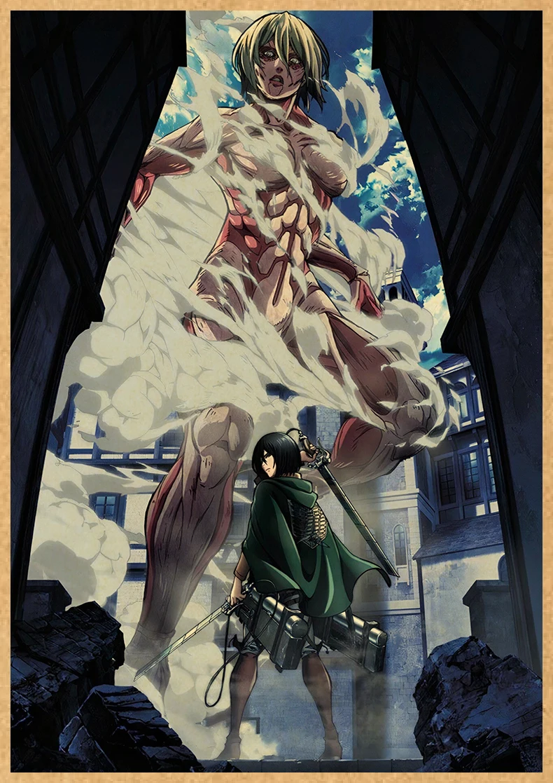 Attack on Titan Anime Poster Decor For Home Posters Room Wall Pictur Kraft Paper Retro And Prints Art Bar Cafe Stickers
