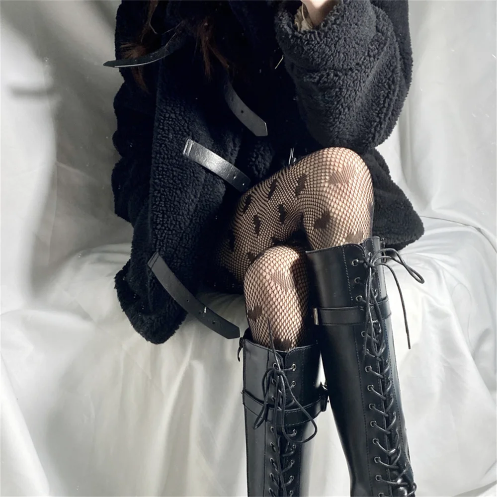 ALTDITS Mall Goth Lace Cute Black Stockings Trousers Tights Women Love  Embroidery Punk Pantyhose Lolita Dark Fishnet Stocking - AliExpress