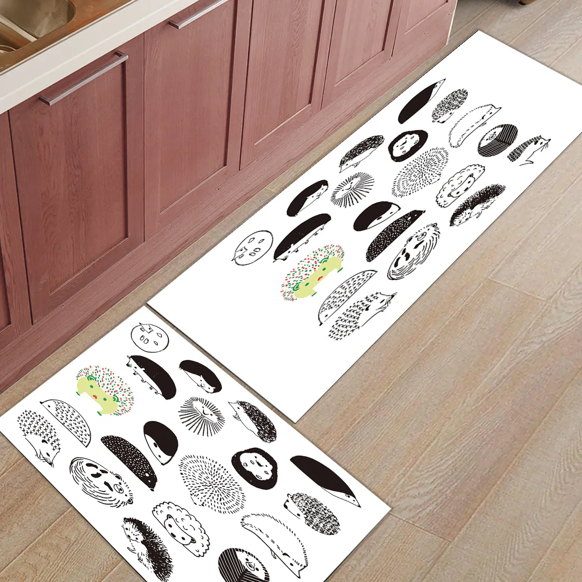 2 шт. Коврики для кухни ручной работы Ежик мультфильм коврики для животных для входа в дорогу ванная комната гостиная двери коврики домашний декор