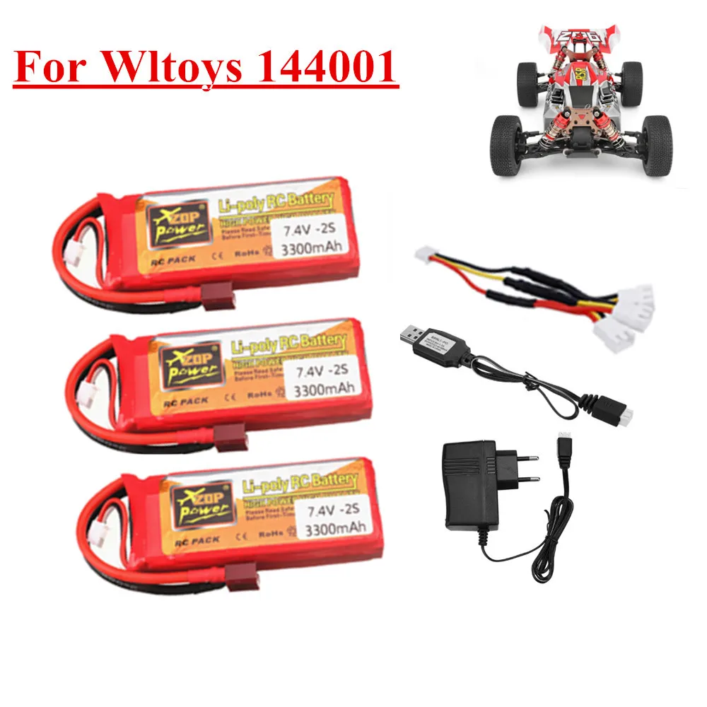 

Зарядное устройство для автомобиля Wltoys 144001, 7,4 В, 3300 мА · ч, с Т-образным штекером, для Wltoys 1/14, 144001