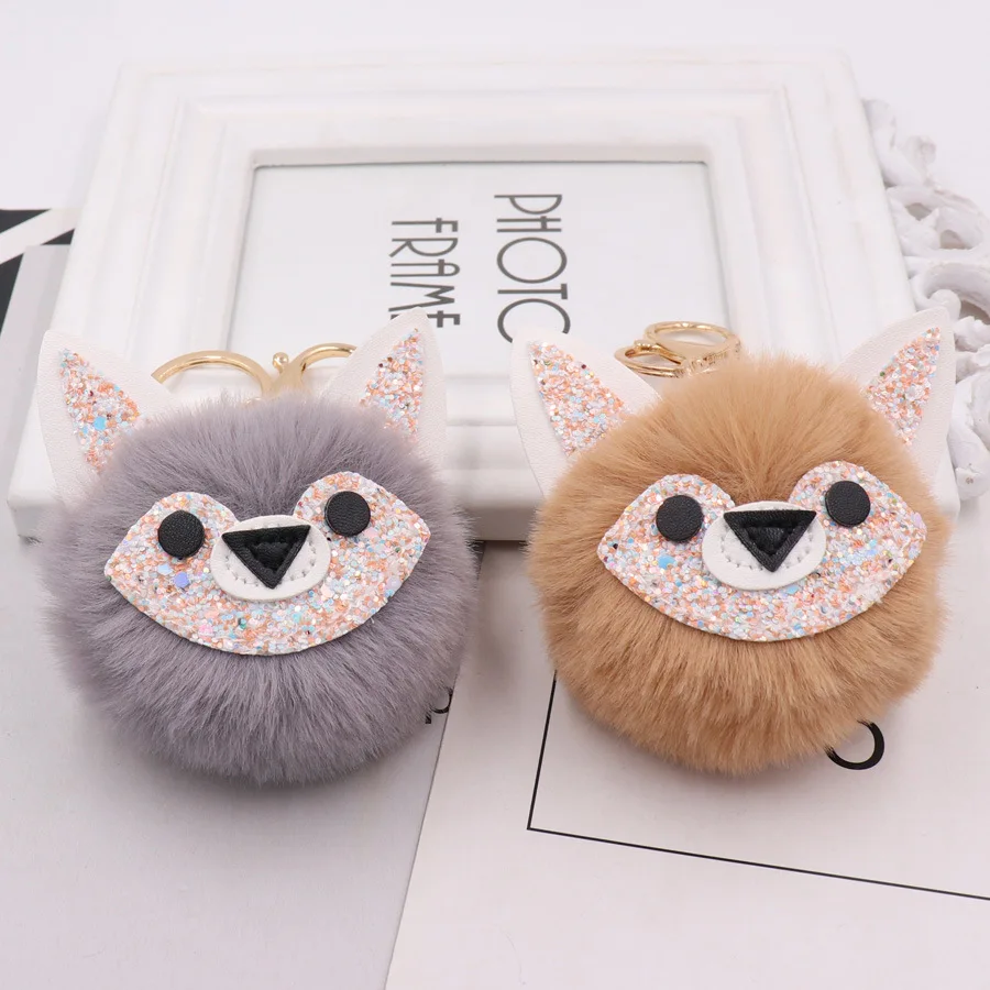 

New Hot cute animals Fake Rabbit Fur Ball Key Chain Pompom Key Chain Pom Pom Key Rings Girl Women Bag Jewelry