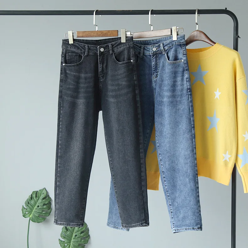 Плюс бархатные шлифовальные джинсы женские утолщенные с высокой талией брюки женские прямые зимние джинсы с высокой талией новые теплые джинсы женские с высокой