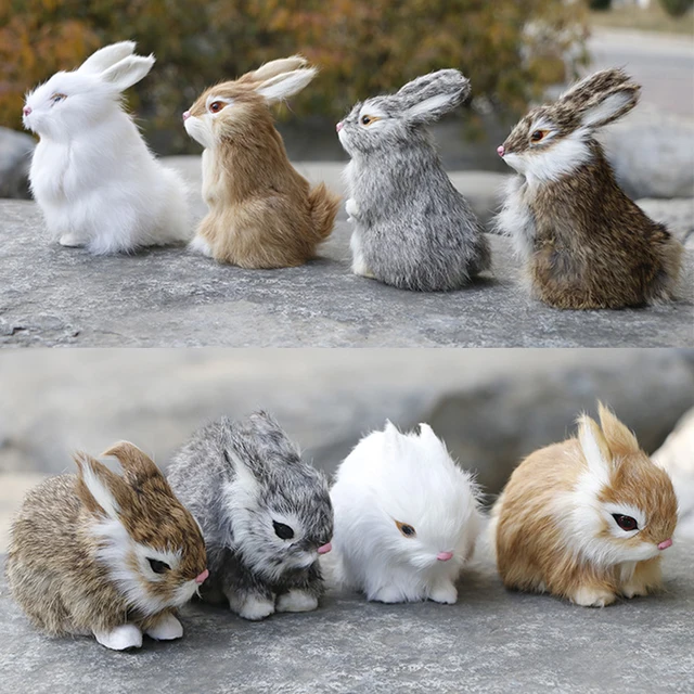Mini lapin en peluche en fausse fourrure, modèle animal, lapin Élmignon,  décoration de figurine l'inventaire, simulation, charmant - AliExpress