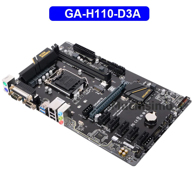 GIGABYTE GA-H110-D3A рабочего Материнская плата H119 разъем LGA 1151 i3 i5 i7 DDR4 32G блок питания ATX H110-D3A Отремонтированная материнская плата
