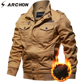 

S.ARCHON Autumn Thicken Bomber Jacket Men Warm Streetwear Casual Military Jacekts Fashion Many Pockets Winter Tactical Jacket