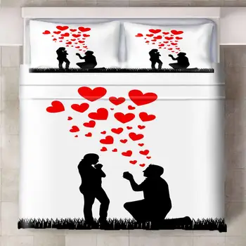 

3Pcs/Set Red Love Heart Shape Cartoon Bedding Set Sheet Children Room Bed Sheet Pillow Case Bedding Set For Kids Girl