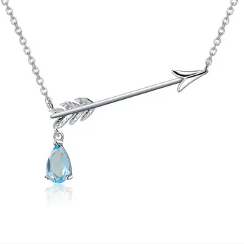 

GEM'S BALLET 925 Sterling Silver Arrowhead Necklace For Women Jewelry 1.07Ct Natural Sky Blue Topaz Pendant Love Cupid's Arrow