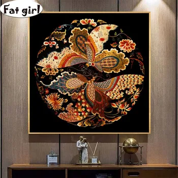 

5D DIY square round Full Diamond Embroidery abstract Phoenix diamond painting girl Cross Stitch kit Entrance living art decor