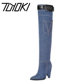 

Tuyoki Women Winter Over Knee Boots Fashion Spike Heels Buckle Long Boots High Heels Brand Autumn Classics Shoes Size 35-40