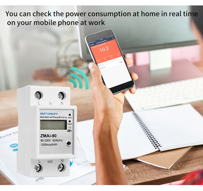 Smart Life/tuya APP однофазный din-рейку wifi умный измеритель энергии Потребляемая мощность кВтч метр ваттметр 220 В, 110 В переменного тока 50 Гц/60 Гц
