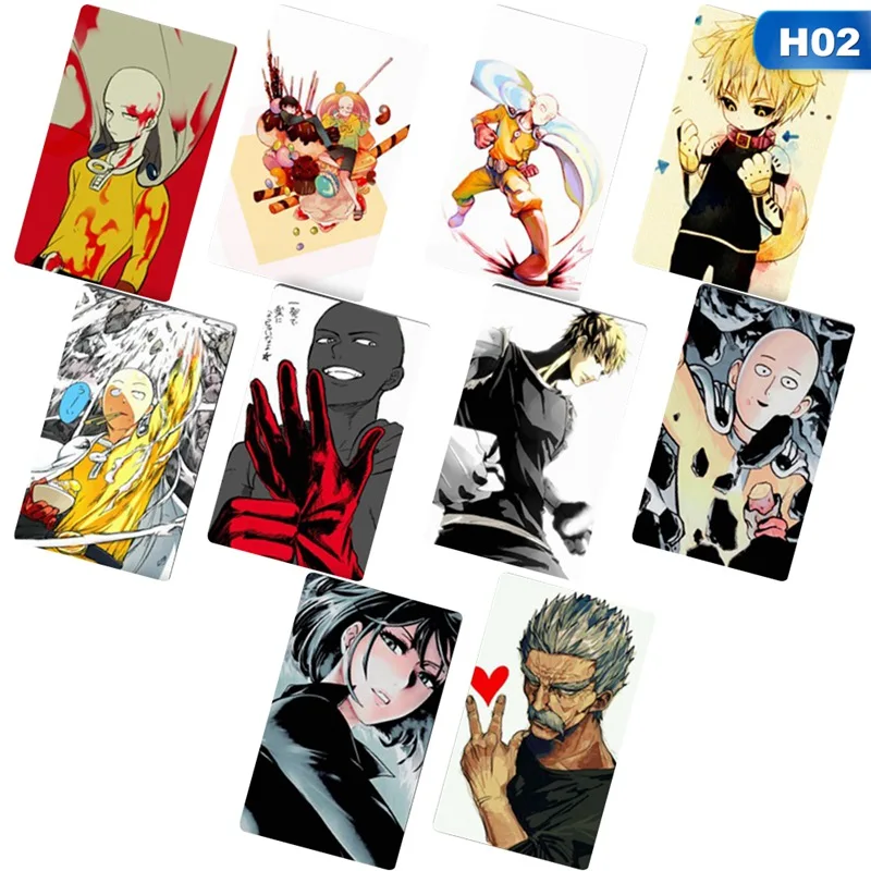 H02 10 шт./компл. Cool ONE PUNCH-MAN карта аниме наклейки; классические игрушки мультфильм DIY идентификатор автомобиля карты наклейки декор подарки для детей игрушки - Цвет: H02
