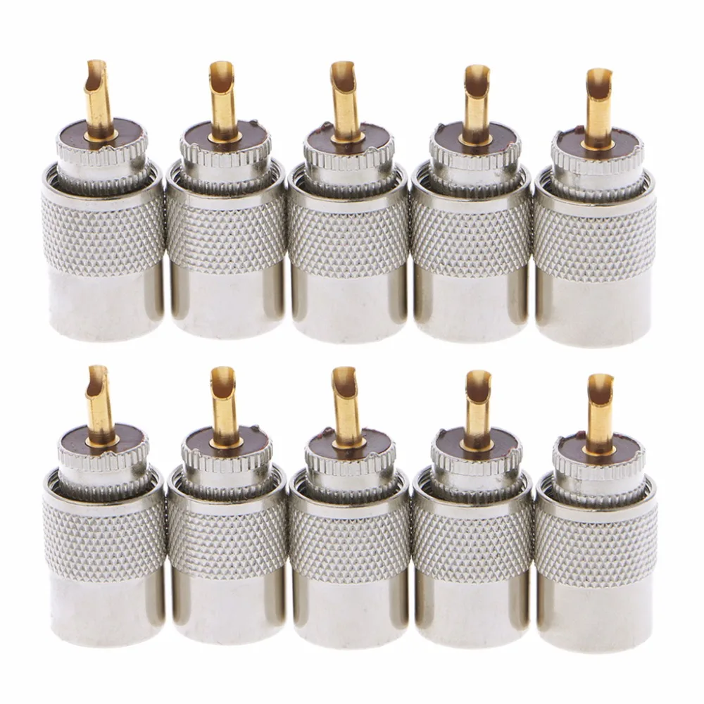 10 Pcs Uhf Pl-259 Male Solder Rf Connector Plugs For Rg8X Coaxial Coax Cable Damom 10 Pcs Uhf Pl-259 Male Solder Rf Connector Plugs For Rg8X Coaxial Coax Cable Damom
