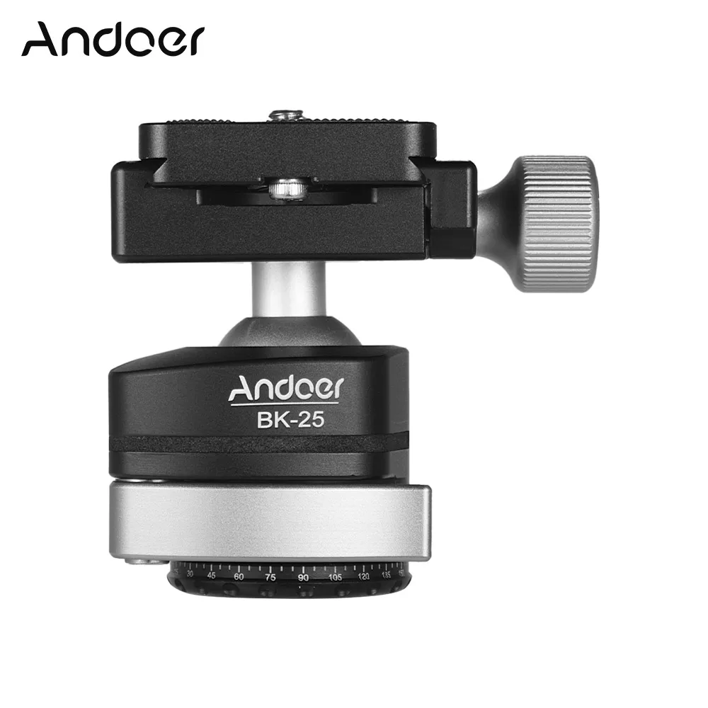 

Andoer BK-25 360 Degree Panoramic Tripod Ball Head Quick Release Plate Mount Adapter 15kg/33lbs Load Capacity Aluminium Alloy