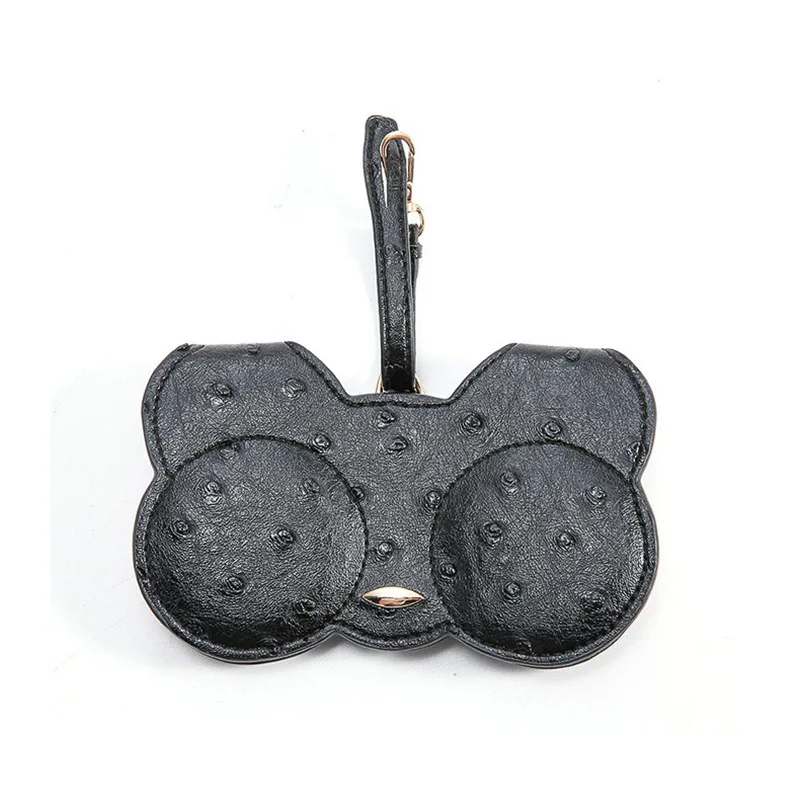 Ostrich black Pu кожаный чехол горячий Кот медведь цветок страуса шаблон мешочки для солнцезащитных очков женщин милый мультфильм дорожная сумка защитные очки коробка - Цвет: Ostrich black