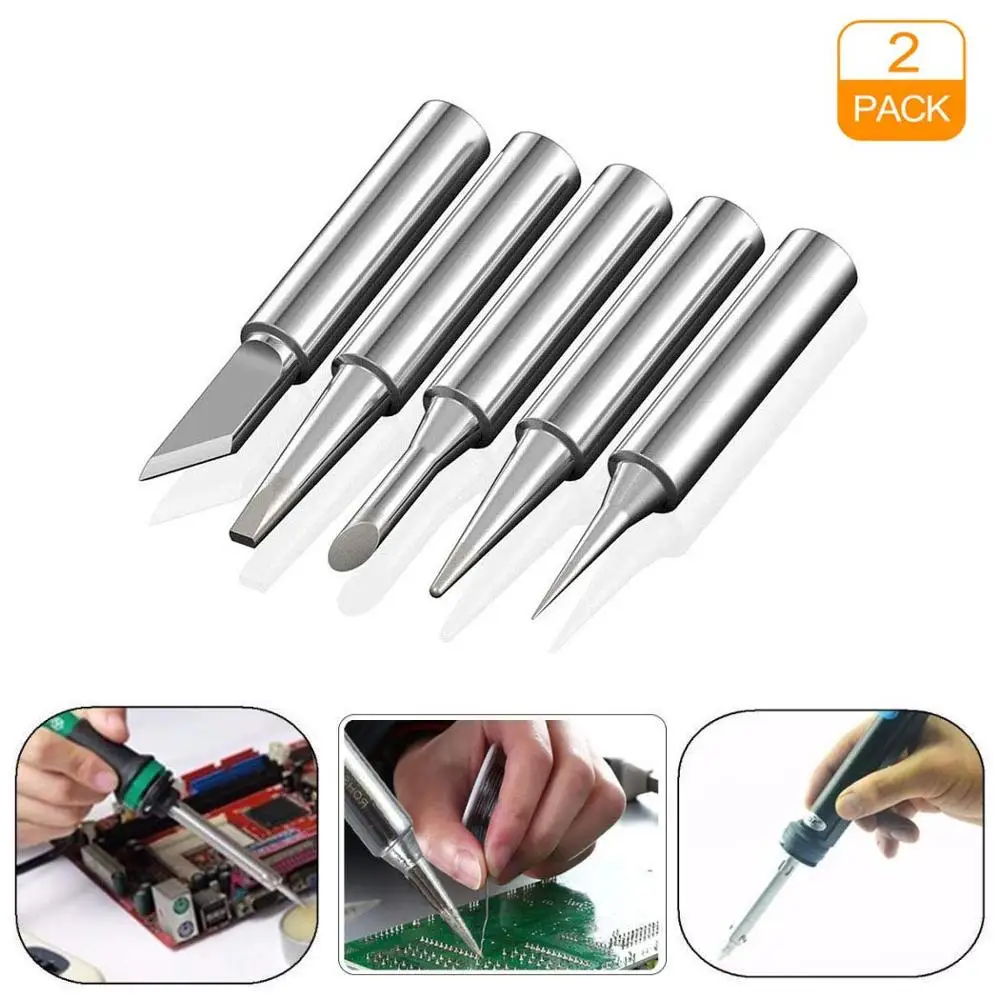 

2 Sets 900M Series Soldering Tip for Hakko Soldering Station Tool 936 937 907 Irons Tips, Set of 5 Shapes