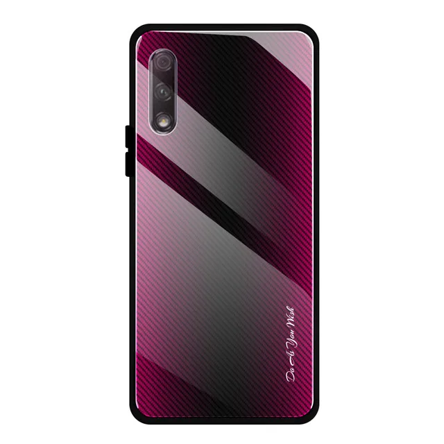 Для Honor 9X Премиум чехол из закаленного стекла с градиентом Мягкий силиконовый чехол-бампер для huawei Honor 9X Global Honor9X Pro Fundas - Цвет: Rose Red