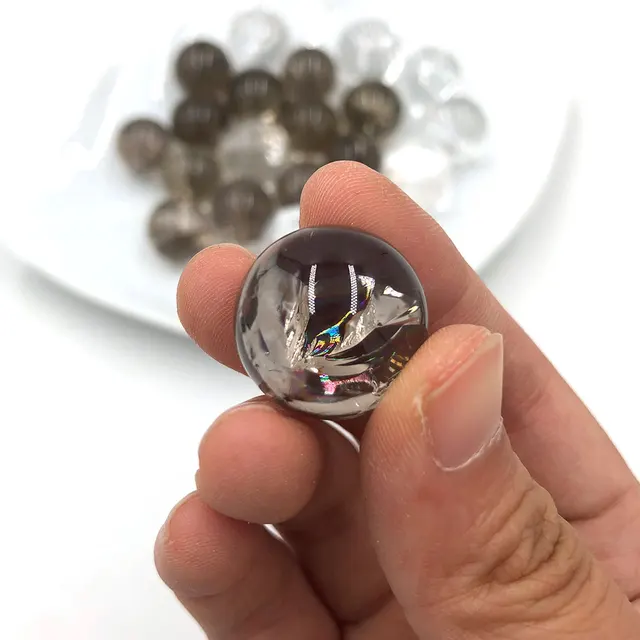 1Pc Természetes Kis Füstös Kvarc Szivárványgömb Kristálygömb Gyógyító Kő Reiki Polírozott Otthoni Szoba Dekoráció Ajándék Fengshui 2-3Cm - Image 3