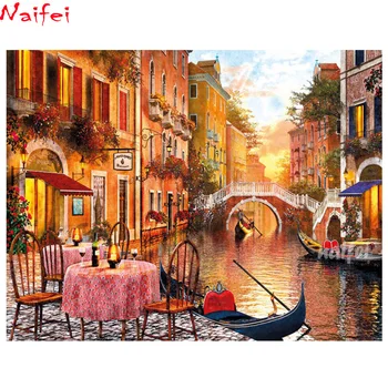 

5D DIY Diamond Painting Boat,Bridge,Italy Full Square/round Drill Venice Home Decoration Embroidery Picture Handcraft Lover Gift