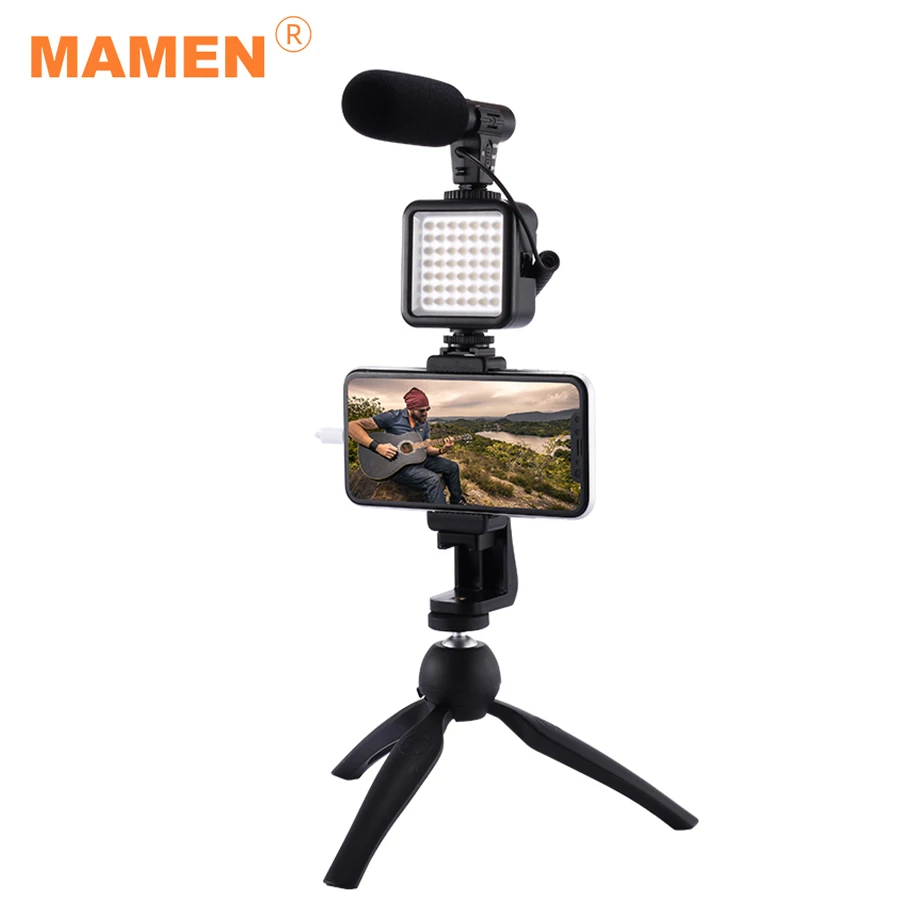 MAMEN смартфон Vlogging наборы с микрофоном заполняющий светильник штатив для телефонов Android/iOS профессиональные