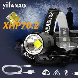 80000LM XHP70.2 светодиодные фары Xlamp XHP50 USB перезаряжаемые фары V6 супер яркий Кемпинг Велоспорт водонепроницаемая лампа использование 18650