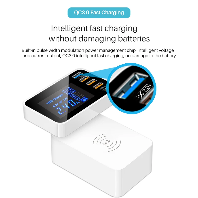 Winhow складной QC3.0 Быстрая зарядка Беспроводной Тип C Многофункциональный Смарт USB зарядное устройство для мобильного телефона iphone IPad Xiaomi huawei