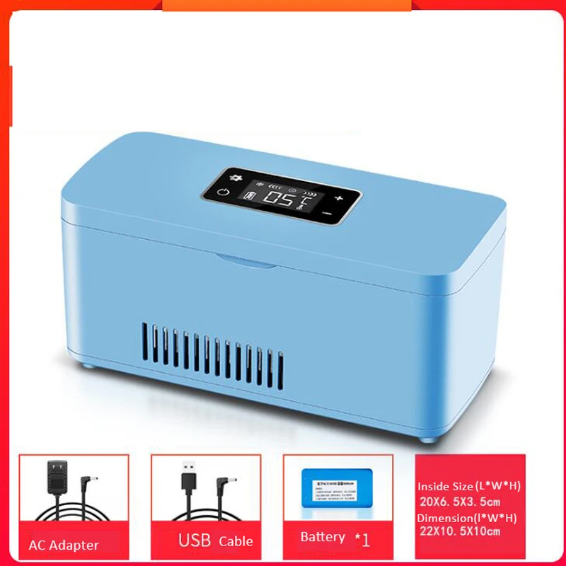 Rechargeable Insulin Refrigerated Box Car Mini Refrigerator Carrying Case Thermostat Growth Hormone Drug 2-8 Degree Fridge