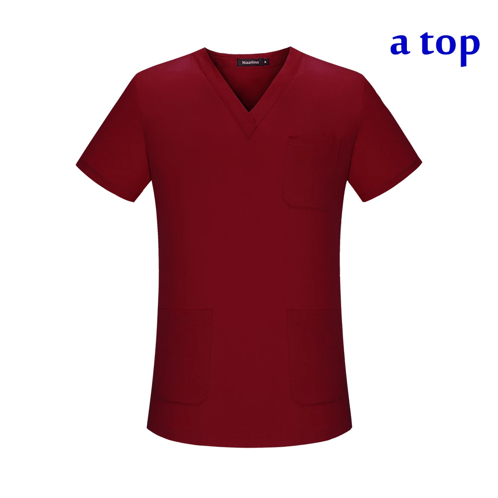 VIAOLI, Женская медицинская форма, Классическая, v-образный вырез, скраб, топы, чистый хлопок, одежда для врача, униформа медсестры, Хирургическая Одежда(только топ - Цвет: photo3