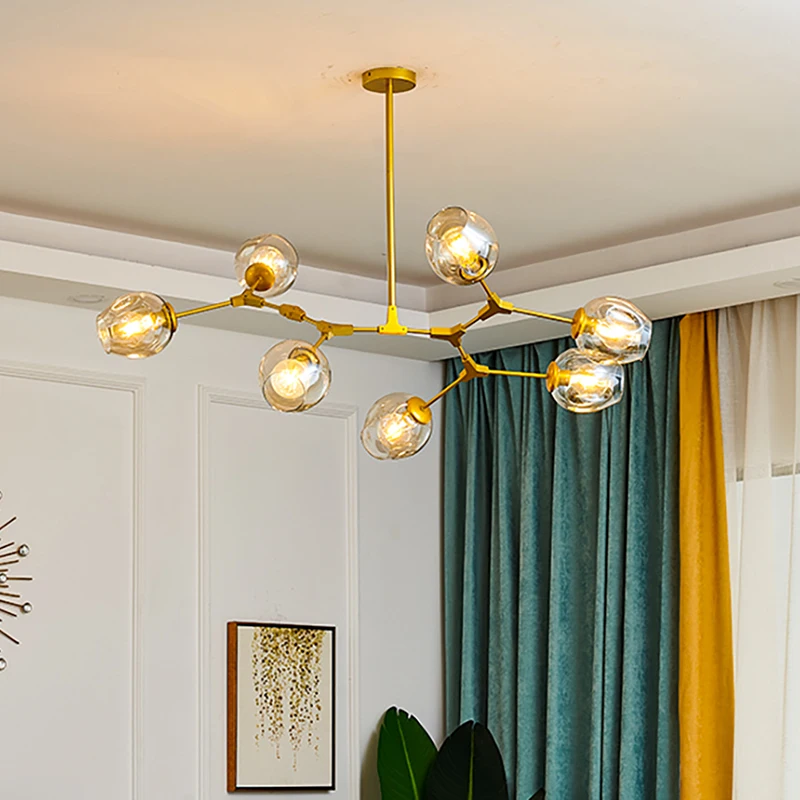 Nordic vidro conduziu a iluminação do candelabro moderna sala de estar decoração pingente lâmpada da cozinha luminárias homd decoração lustres lâmpada