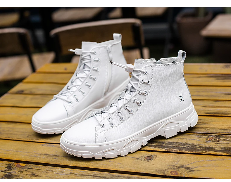 VRYHEID Genuine Leather Men Boots Fashion Casual Trend Waterproof Snow Boots High-top Non-slip Sole Short Ankle boots Man Bota