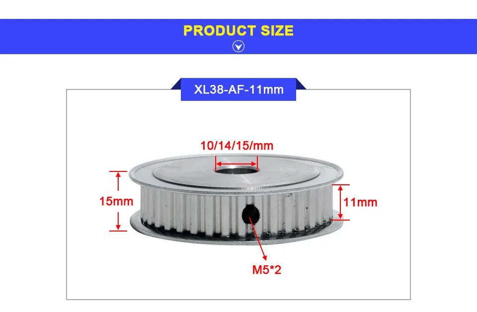 LUPULLEY XL Тип 38 зубов зубчатый шкив синхронного Шестерни шкив 38T синхронизации Диаметр колес 10/14/15 мм для 3D-принтеры