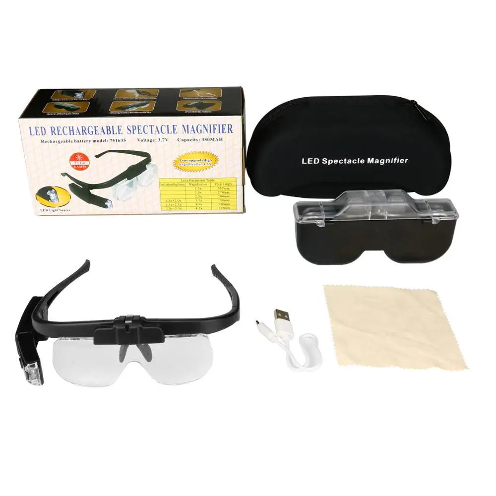 Magnifying Glass Reading Magnifier USB Rechargeable Reading Glasses Magnifier 1.5X 2.0X 2.5X 3.5X 4.0X 4.5X for Reading Illuminated