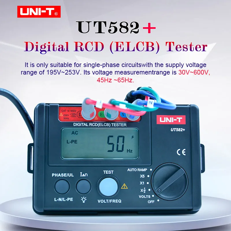 Цифровой тестовый er с RCD ELCB автоматический выключатель утечки измеритель