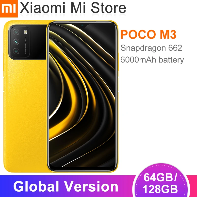 In Stock Global Version POCO M3 Smartphone 4GB 64GB /128GB  Snapdragon 662 Octa Core 6000mAh Battery 48MP Camera Cellphon