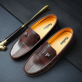 

2019 New Driving Moccasin Men Soft Sole Slip On Casual Sneakers Autumn Pu Leather Loafers Shoes Mens Luxury Brand Men Shoes