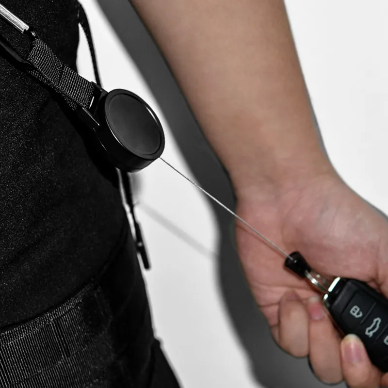 80CM Wire Rope Camping Telescopic Burglar Chain Key Holder Tactical Keychain Outdoor Key Ring - Image 2