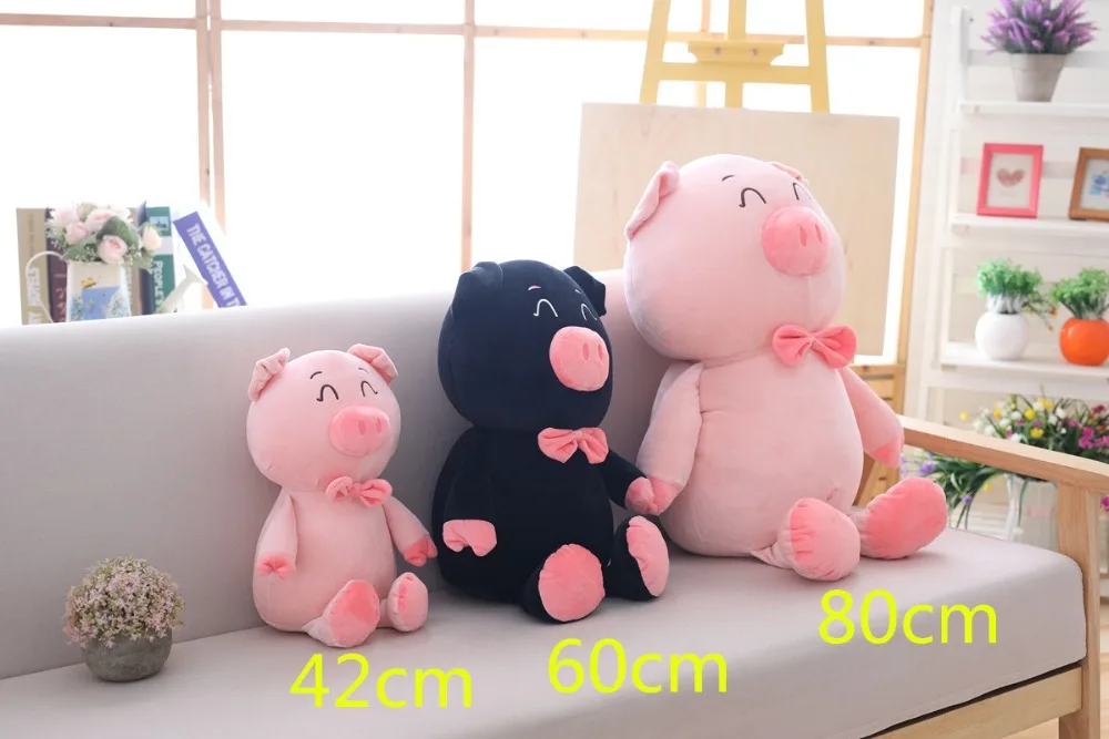 Piggy Cute Cartoon Animal Pink Black Pig Funny Pig Baby Sleeping Sofa Pillow Doll Kid Toy