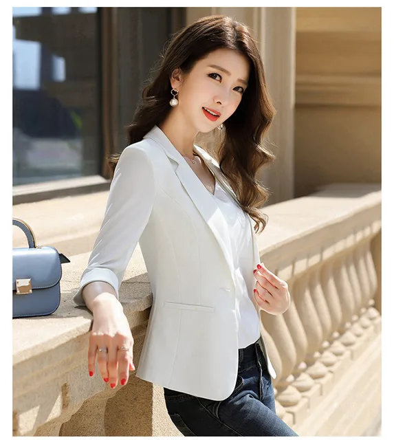 Women's Suit Jacket Summer Fashion Seven-point Sleeve Office Ladies Casual  Suit Short Stripe Blazer Feminina 5XL W100 - AliExpress