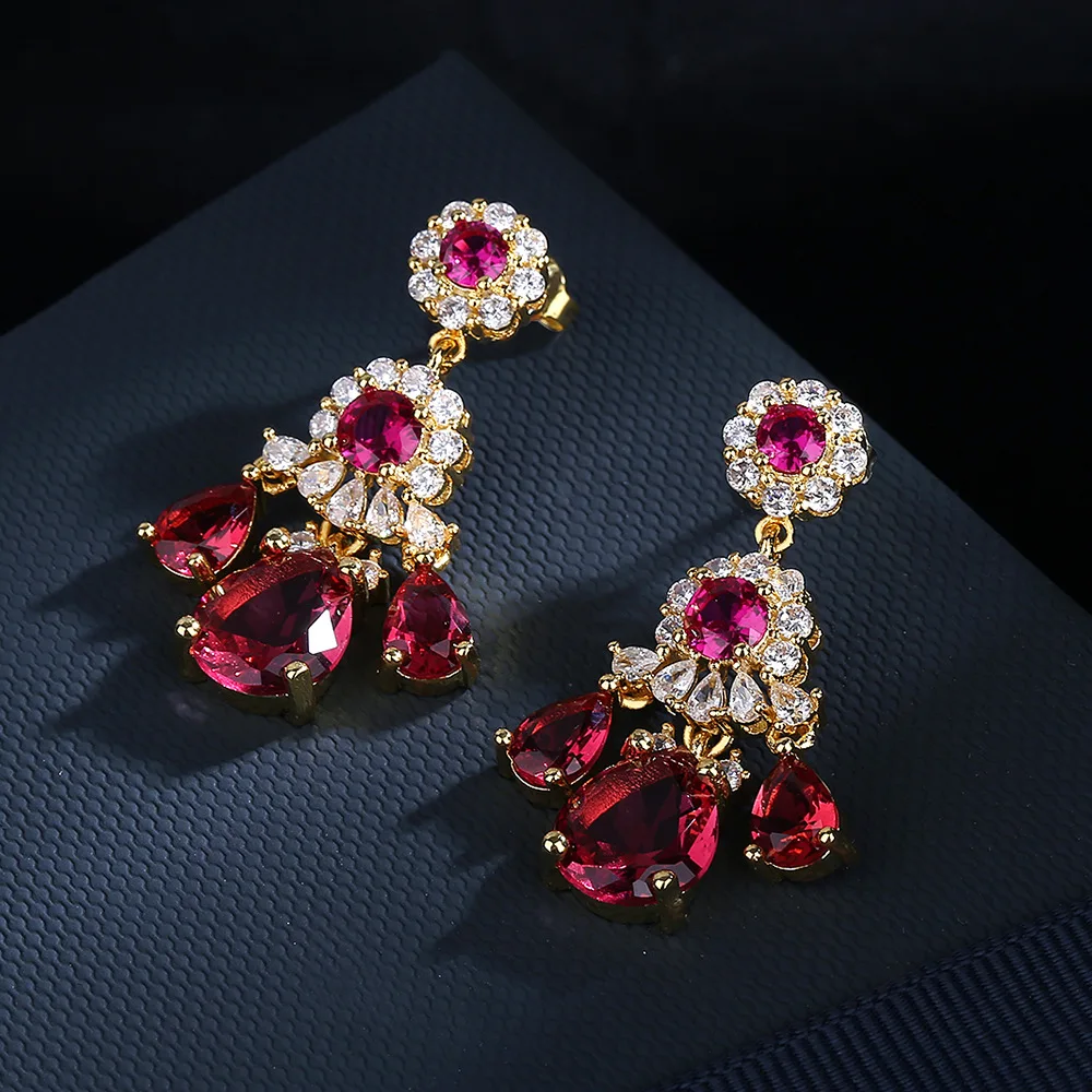 

NEW Vintage Colorful Cystal Earrings For Women Girls S925 Silver Elegant Pearl Beads Tassel Pendientes Engagement Gift Jewelry