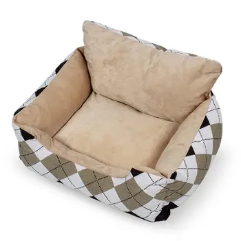 

Pet Nest Dogs Sofa with Creative Backrest Washable Plaid Print Cat Bed Comfortable Sofa for Pet