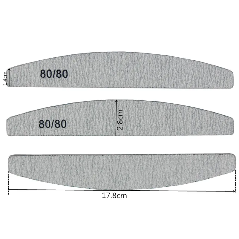 25 шт./лот профессиональная пилка для ногтей 80/80 Грит полумесяц для наждачный Маникюр УФ гель лак файловый салон Инструменты поставщик