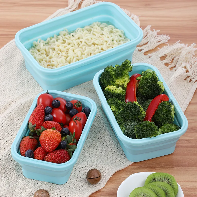 Silicone Collapsible Lunch Box Food Storage Container Bento Microwavable Portable Picnic Outdoor Camping Lunch Box