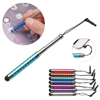 

1 PC Multi-color Three Telescopic Capacitive Pen Touch Screen Stylus Pen for Mobile Phone Tablets Diamond Decor Retractable Pen