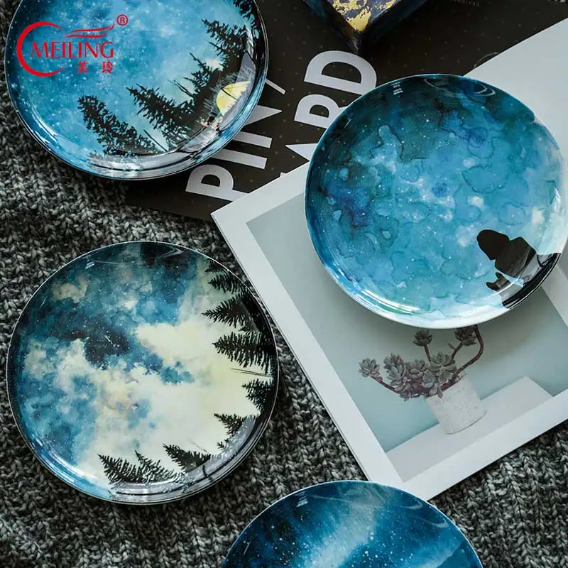 

Bone China Sky Tree Girl Salad Plate Ceramic Porcelain Cake Dinner Dish For Kitchen Restaurant Decor Serving Platter Xmas Gifts