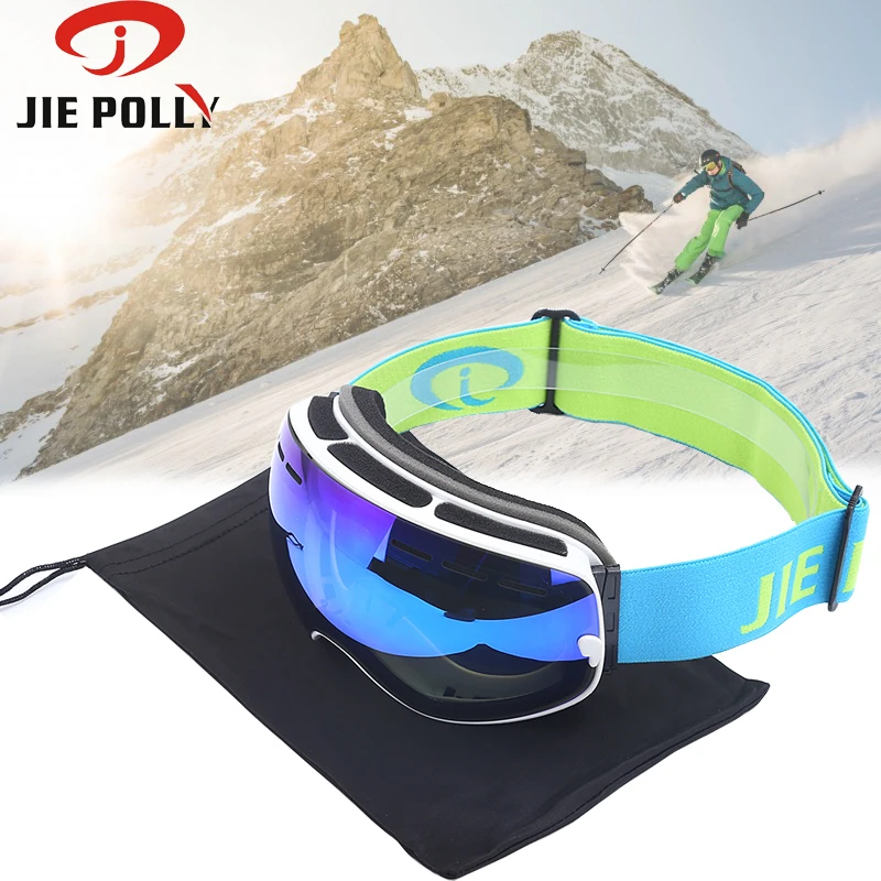 JIE POLLY лыжные очки двухслойные UV400 Анти туман унисекс сноуборд большие Лыжные