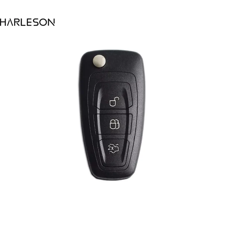 Flip Folding Remote Key Shell Car Key Cover 3 Buttons For Ford Focus Mondeo Fiesta 2013 Fob Auto Case With HU101 Blade With Logo 1pcs durable 3 buttons car key fob case shell replacement with hu101 blade flip folding remote cover fit for ford focus