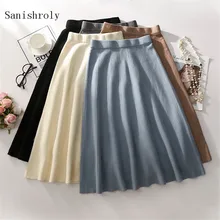 Sanishroly новинка осень зима женские длинные юбки Эластичная Высокая талия трикотажная юбка женский свитер юбка Saia плюс размер SE756