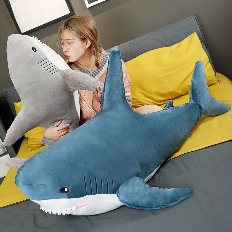 60/80/100/140cm Big fat shark plush toy 