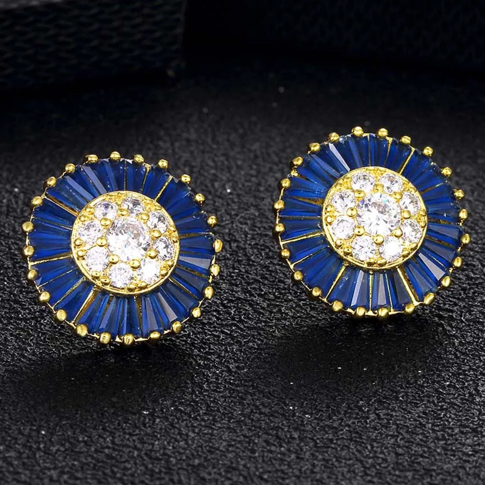 

Simple Round Copper CZ Crystal Stud Earrings Zirconia Women Jewelry Statement Rhinestone Earrings For Bridal Wife Girlfriend