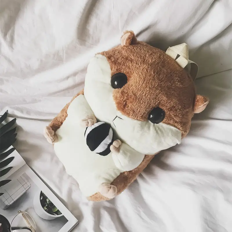 Плюшевый рюкзак для девочек, Детский Рюкзак Kawaii, Детский милый мультяшный хомяк, зимний теплый рюкзак для рук, милый пушистый рюкзак, подарок