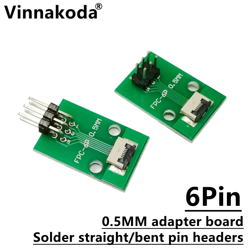 FFC FPC Adapter Board 2PCS FFC/FPC adapter board 0.5MM-6P to 2.54MM welded 0.5MM-6P flip-top connector Welded straight and bent pin headers